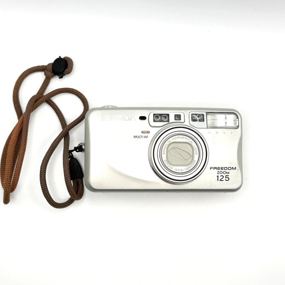 Minolta Freedom Zoom 125 35mm Film Camera 37.5-125mm Lens Silver Untested
